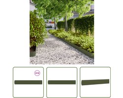 vidaXL Tuinranden - Gazonranden - Gazonranden 10 st 15x103 cm koudgewalst staal olijfgroen - Terrasranden - Borders - Groenvoorziening