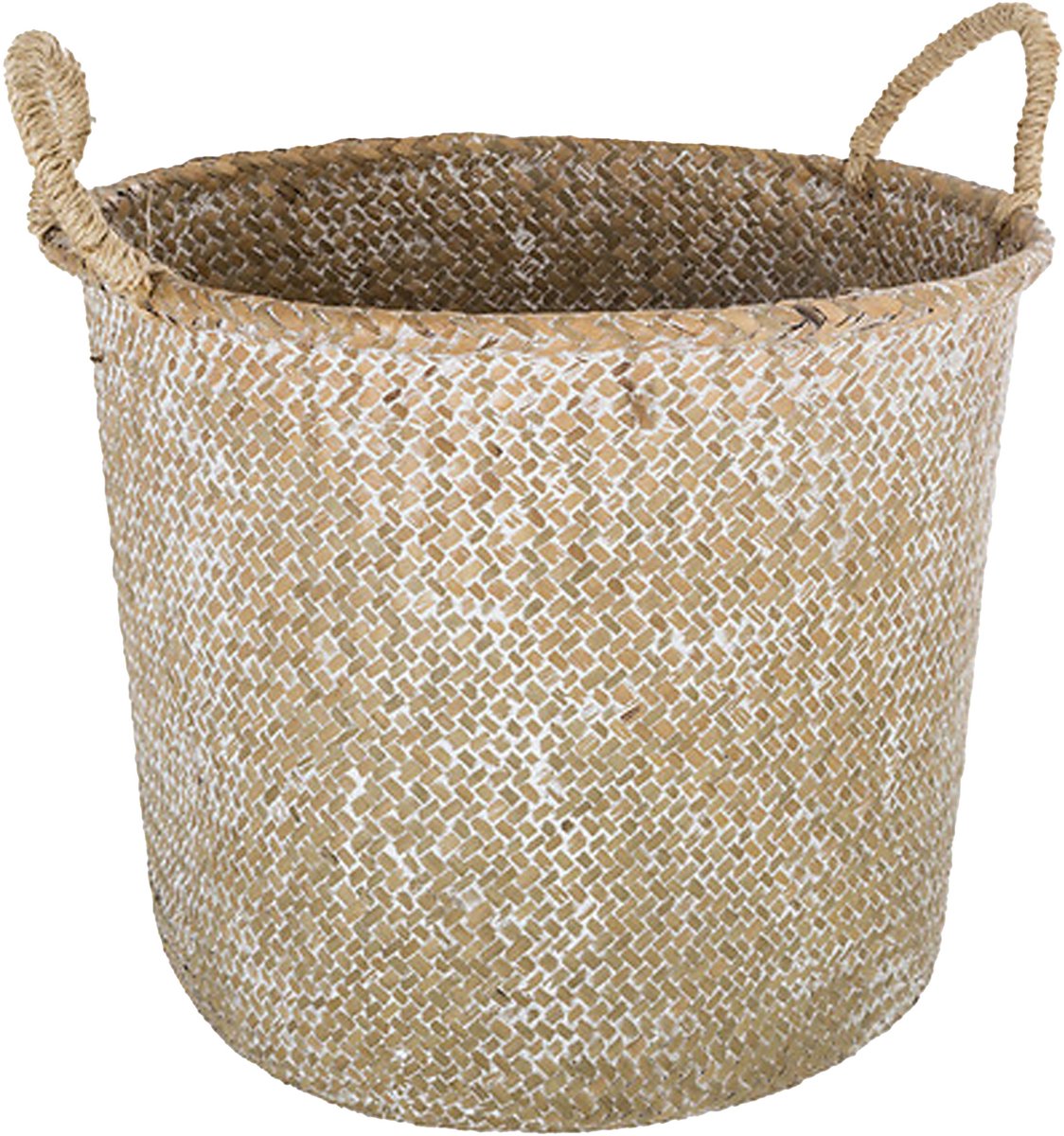 Mand Zeegras met Handvat ø36 cm x h32 cm - Natural Wit
