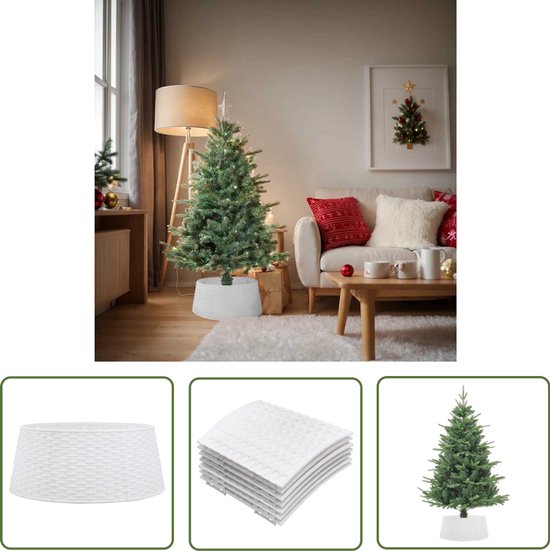 vidaXL Kerstversiering - Kerstboomrok - Kerstboomrok Ø56x23 cm kunststof wit - Kerstdecoratie - Plastic Kerstboomrok - Witte Kerstboomrok