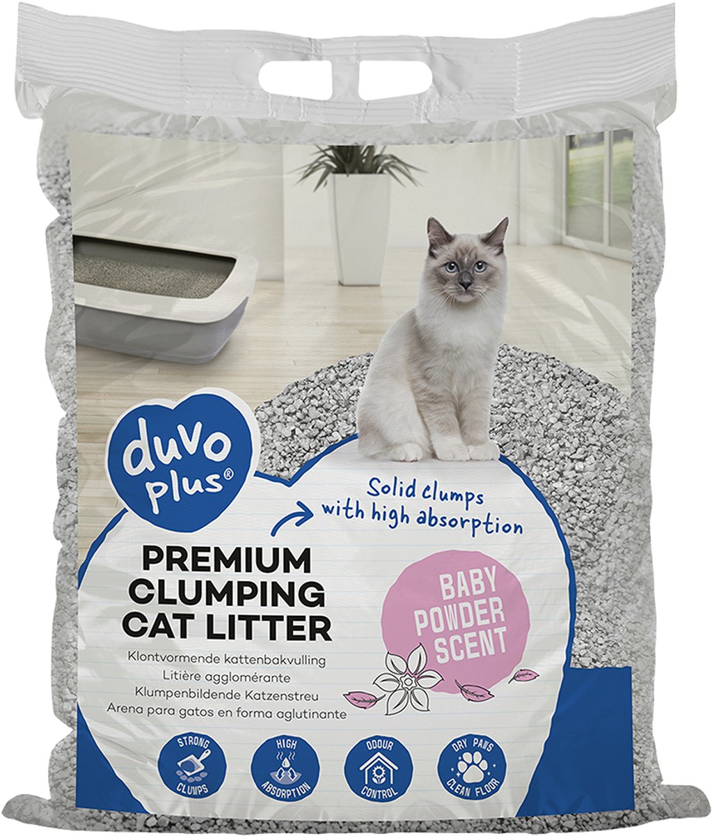 Bol.com duvoplus Kattenbakvulling Premium - Babypoeder Geur - 12kg (11,5L) aanbieding