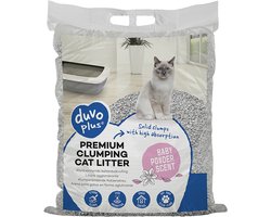 duvoplus Premium Kattenbakvulling - Klontvormend Bentoniet met Babypoedergeur - Zuinig - 12kg (11,5L)