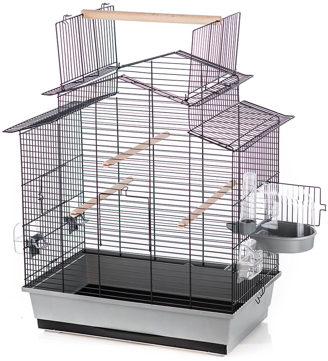 Bol.com Duvo+ Vogelkooi Iza III Met badhuisje - Zwart/Grijs - 58 x 38 x 65 cm aanbieding