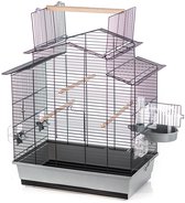 Bol.com Duvo+ Vogelkooi Iza III Met badhuisje - Zwart/Grijs - 58 x 38 x 65 cm aanbieding