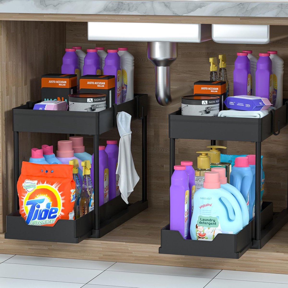 Dorhors 3-laags badkamer aanrecht organizer, aanrecht badkamer organizer en opbergplank, badkamer aanrecht lade en ijdelheid organizer, make-up en cosmetische organizer (bruin