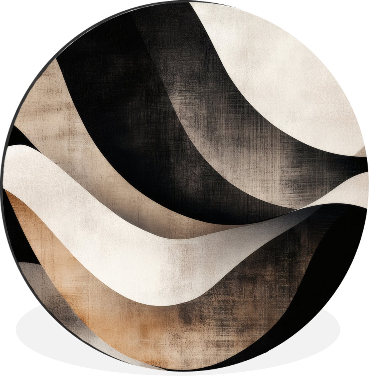 WallCircle Wandcirkel - Muurcirkel - Abstract - Golven - Zwart - Verweerd - Aluminium - Dibond - 30x30 cm - Binnen en Buiten Abstract - Golven - Verweerd
