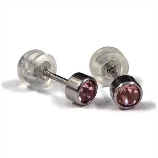 Aramat Jewels-Oorbellen-Roze Zirkonia Oorbellen -zweerknopjes-