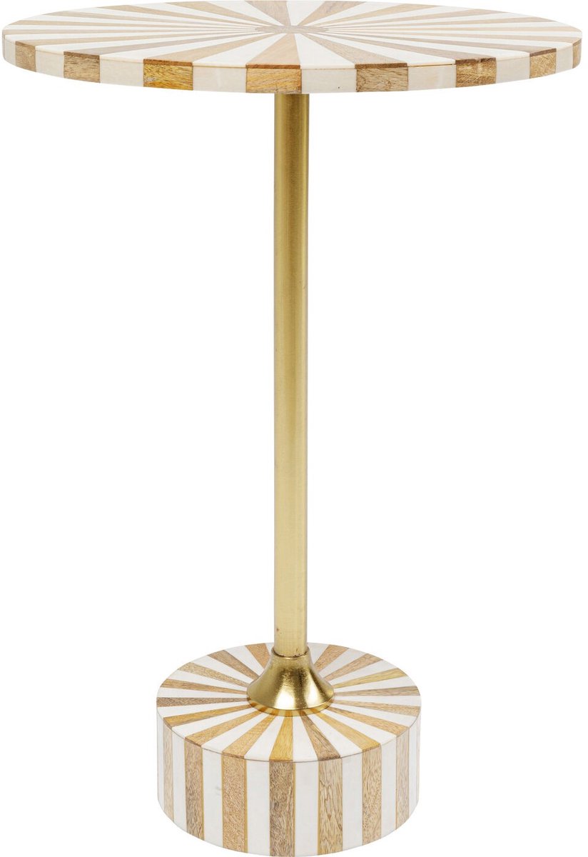 Kare Design Bijzettafel Domero Cirque Gold White Ø40cm Wit/Goud