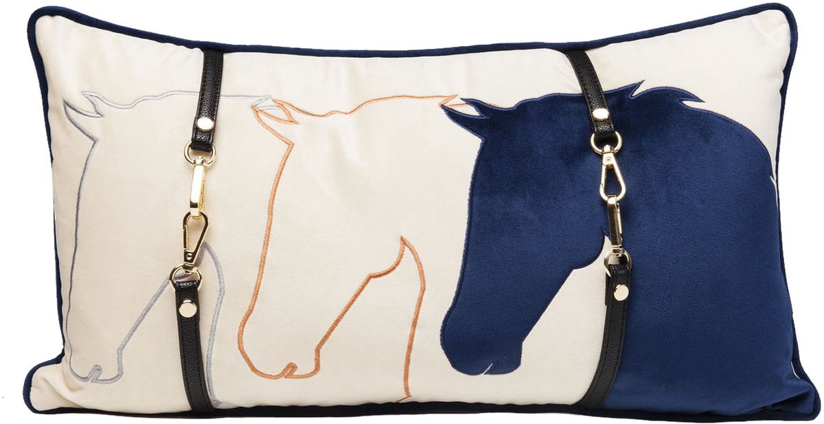 Kare Kussen Classy HorseFace White Blue 28x50