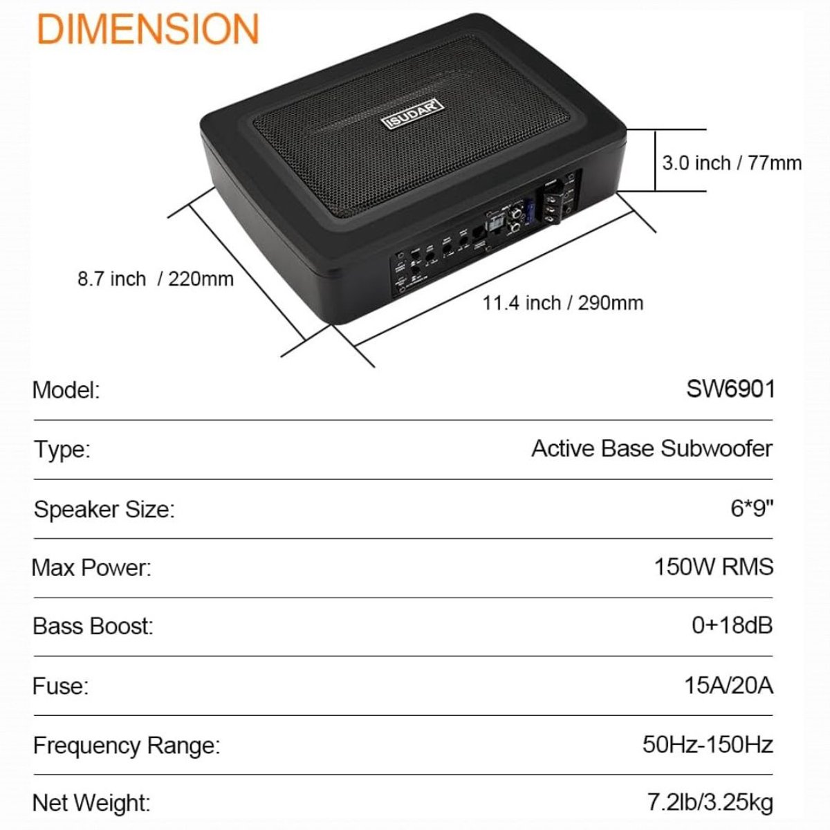 Underseat Subwoofer - Auto Versterking - Speakers – foto 2