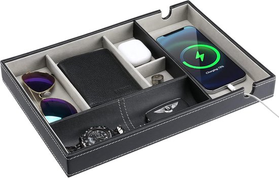 Home Décor Decorative Trays Catch All Nightstand Organizer Charging Station Edc Leather Desk Tray Men39s