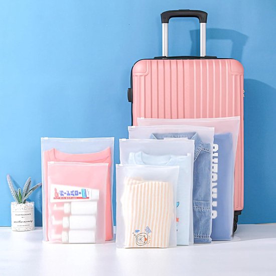 30 stuks transparante kunststof zakken met ritssluiting, multifunctionele reistas, organizer, waterdichte reistassen voor cosmetica, ondergoed, schoenen, kleding (2 maten 30 × 40 35 × 45