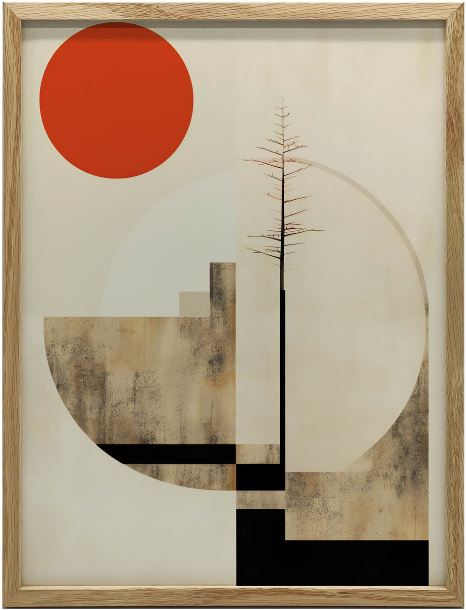 Muurposter In Houten Lijst Harmonie Van Minimalisme 50X70 Cm