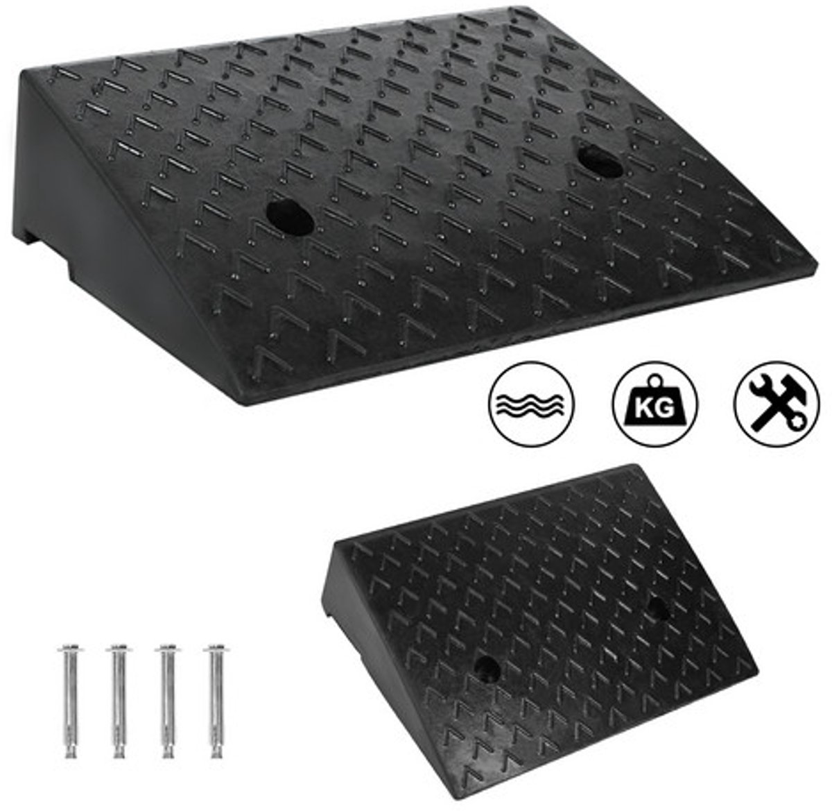 4 x rubberen stoeprandhellingen-10.5 cm hoog - Draagbaar - Toegang en drempel voor rollator, rolstoel, motorfiets, auto