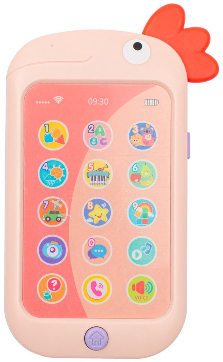 Baby Mix educatieve speelgoedtelefoon met bijtring roze - Babyspeelgoed