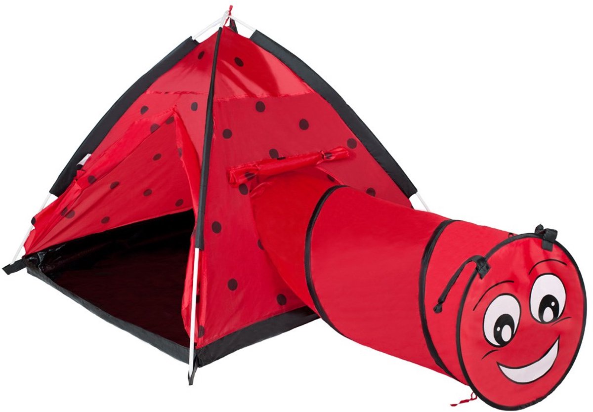Baby Mix - Speelhuis - Tent met tunnel rood polyester - speelhuisje - kindertent - speeltent - tent voor kinderen - buitenspeelgoed