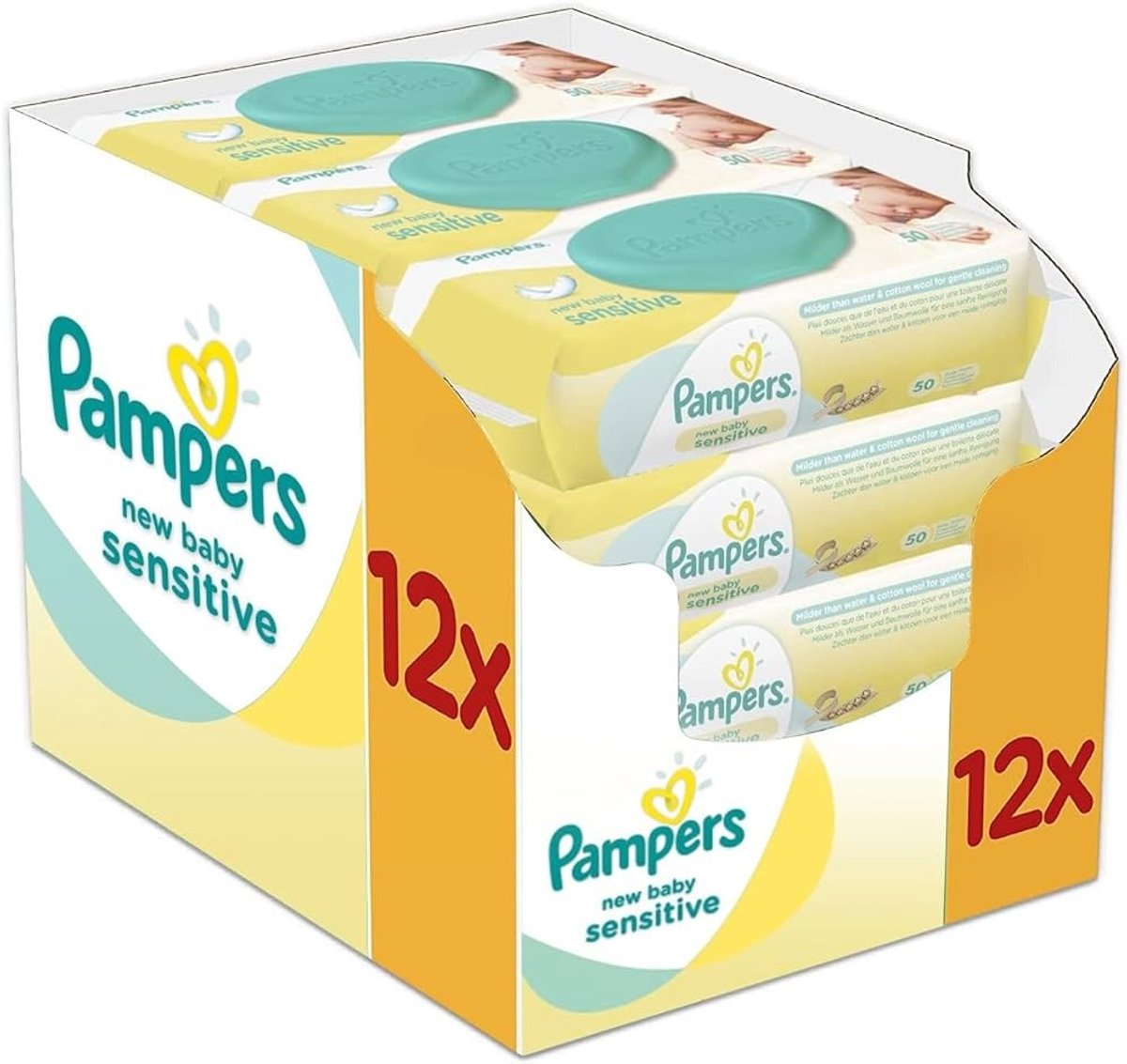 Goedkoopste Pampers New Baby Sensitive Babydoekjes Voordeelverpakking 12 x 50 Doekjes