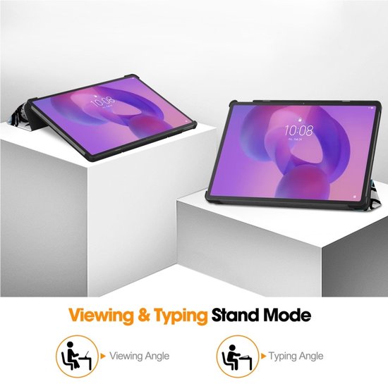 Coverup Tablethoes geschikt voor Lenovo Idea Tab Pro Hoesje - Tri-Fold Book Case met Wake/Sleep - Graffiti