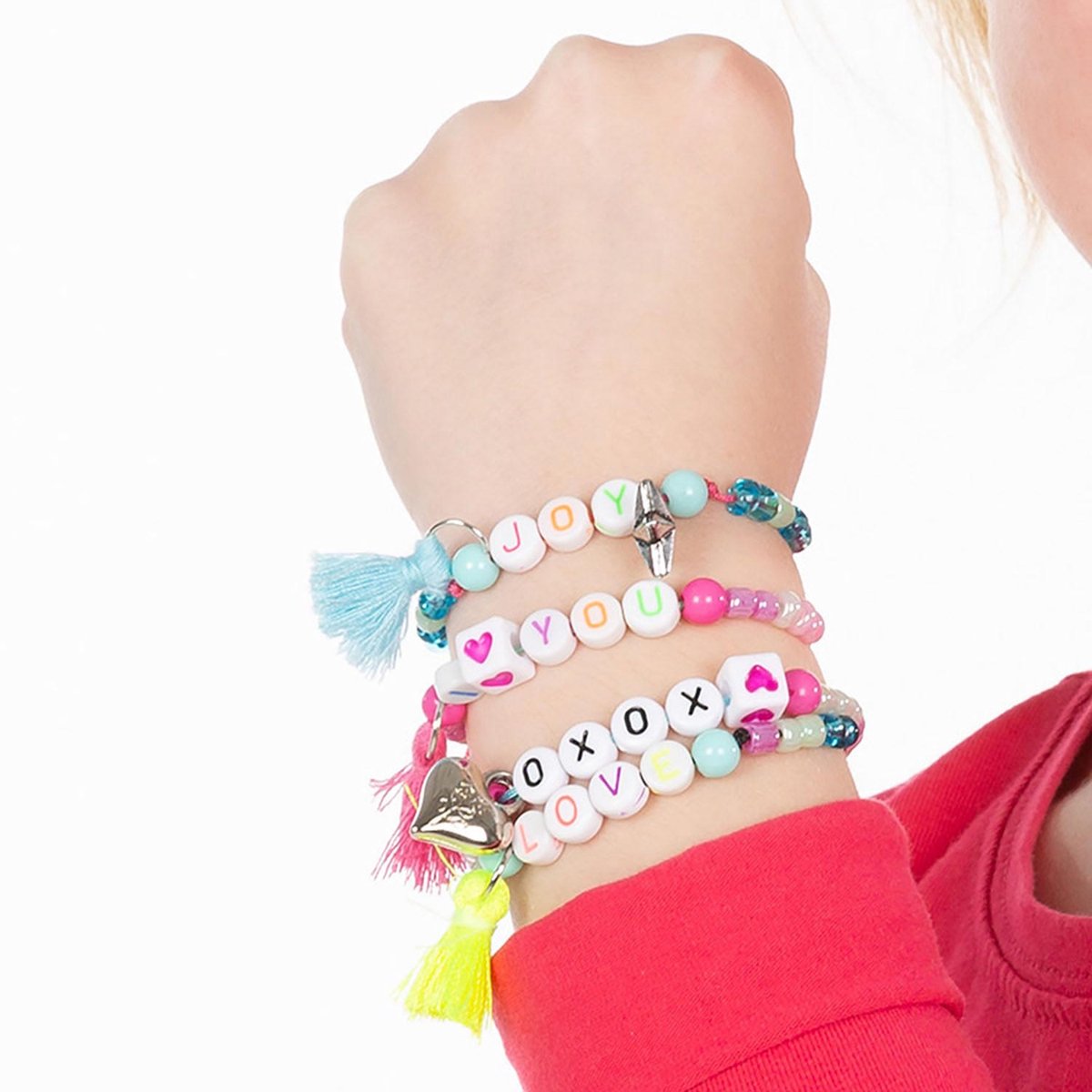 Totum 4 letter armbandjes maken - speelgoed meisjes vanaf 4 jaar - sieradenset knutselen - cadeau tip creatief vriendschaps armbandjes — afbeelding 14