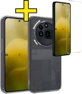 Hoesje Geschikt voor Nothing Phone 3a Pro Hoesje Siliconen Case Met Screenprotector - Hoes Geschikt voor Nothing Phone (3a) Pro Hoes Siliconen - Transparant