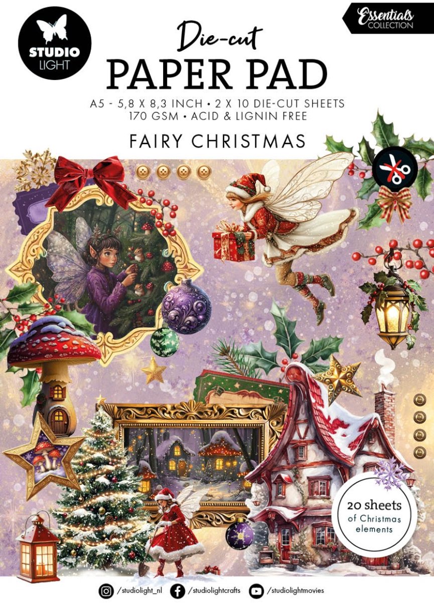 Die cut paper pad Fairy christmas - Essentials nr. 334