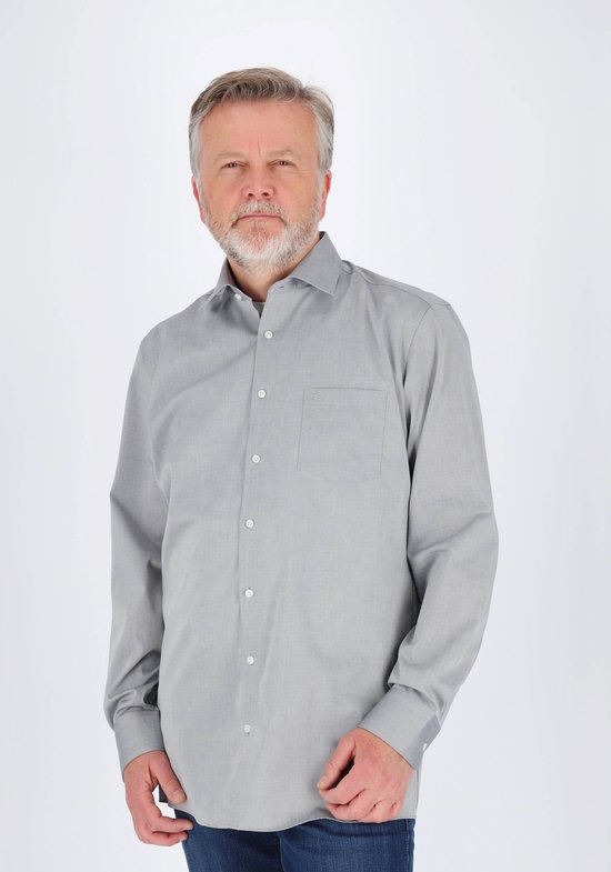 Casa Moda Chemise Unie Gris Argent Kent Coupe Moderne - 44