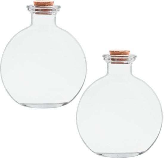 Foto: Belle vous sferische glazen flessen 2 stuks doorzichtige ronde drankjesfles van 240 ml met kurkstop opslagpotten voor doe het zelf kunstdecoratie badzout feestartikelen en huwelijksdecoraties