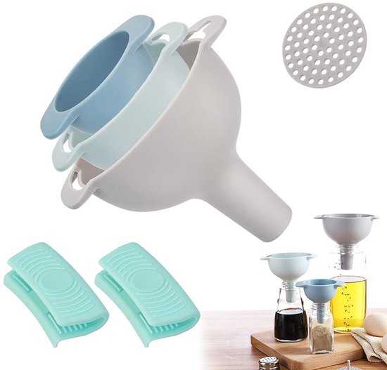 Entonnoirs Plastique Multifonctions Kit Entonnoirs 3 Pièces Avec Filtre Et Brosse - Multifonction, Plastique, Pour Cuisine