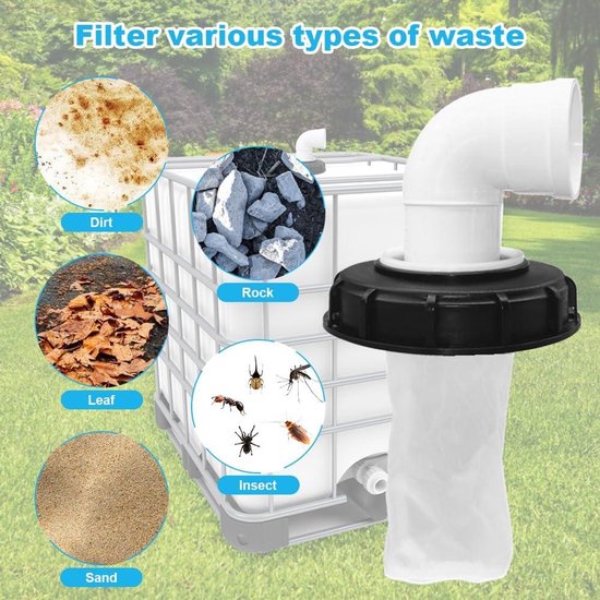 Cubierta De Filtro De Tapa IBC De 163 Mm De Uxcell Para Tanque De Agua De Lluvia De 45 Grados Con Filtro De Nylon Lavable