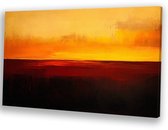 Warme zonsondergang abstract kunst - Zonsondergang canvas schilderij - Schilderijen canvas horizon - Abstract expressionisme - Kunstobject - Canvas schilderijen woonkamer - Canvas 90x60 cm