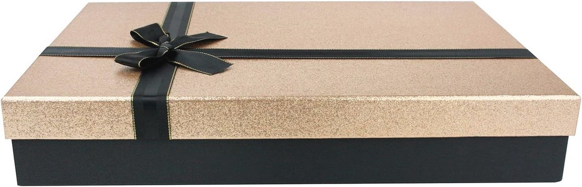 Geschenkdoos met Glitterdeksel en Decoratief Lint - 42 x 30 x 8,5 cm