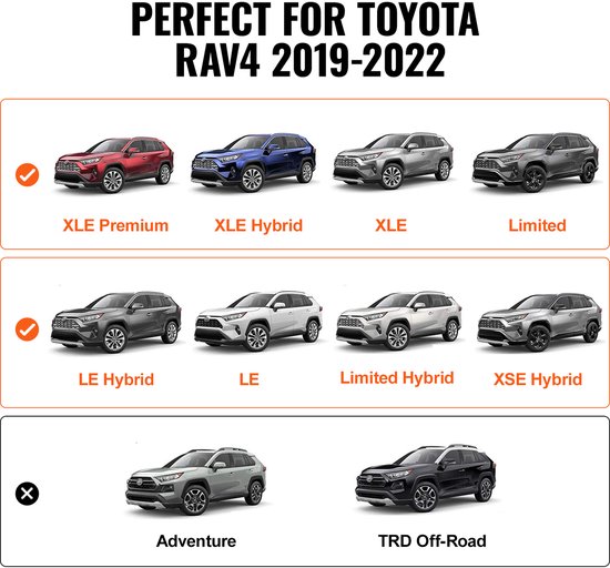 Galeries de toit coffre de toit, compatibles avec Toyota RAV4 2019–2023, capacité de charge de 118 kg, barres de toit en aluminium antirouille avec Serrures (ne convient pas aux Coffres de toit tout-terrain Adventure/TRD)