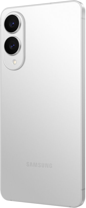 Zij-aanzicht van de Samsung Galaxy S25 Edge, 512GB, Titanium Zilver, met dubbele camera's.