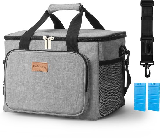 Packaway 40L Koeltas Grijs - Inclusief 15L Lunchtas Grijs en 8 Koelelementen - Dé set voor dames en heren die altijd onderweg zijn - Voor werk en vrije tijd van Packaway — afbeelding 2