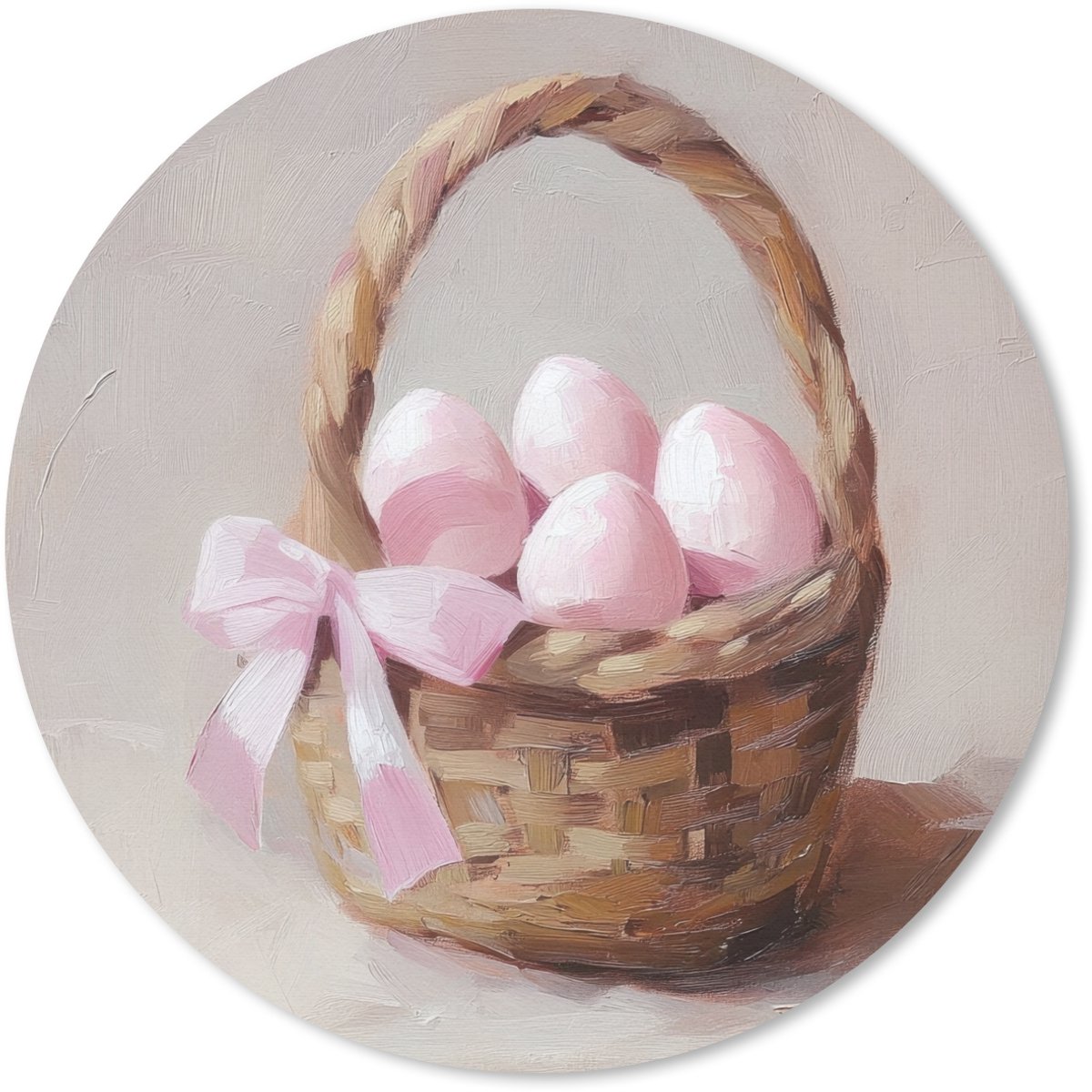 Muismat rond 50x50 cm - Mousepad Mand - Eieren - Roze - Ronde muismatten