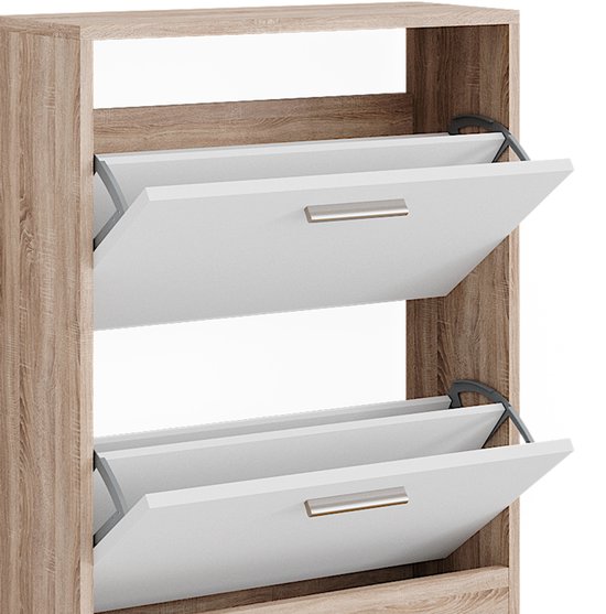 Meuble à chaussures Vicco Gizmo – 59 x 72,5 cm 2 compartiments Wit/Sonoma 2 compartiments