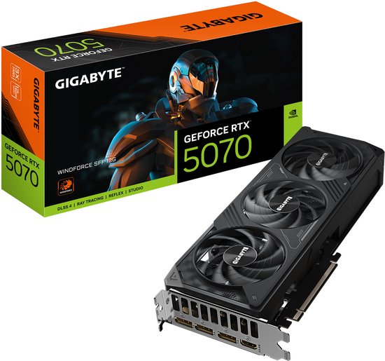 Gigabyte NVIDIA GeForce RTX 5070 WINDFORCE SFF 12G - Videokaart - 12GB - GDDR7 - PCIe 5.0 - 1x HDMI 2.1b - 3x DisplayPort 2.1a