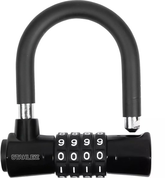 Stahlex superlock fiets beugelslot/cijferslot - zwart - staal - 9,7 x 10,4 cm - Fietsslot/scooter/motorslot van Stahlex — afbeelding 5