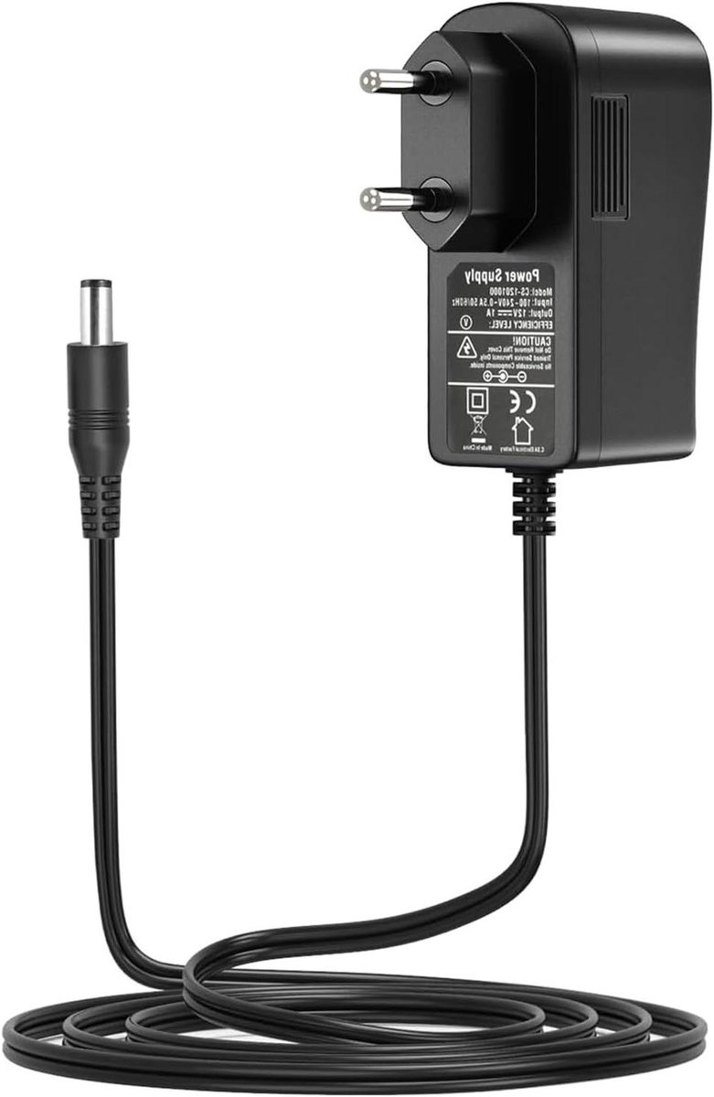 12V 1A DC Voeding voor IP/CCTV Bewakingscamera - EU Stekker Zwart