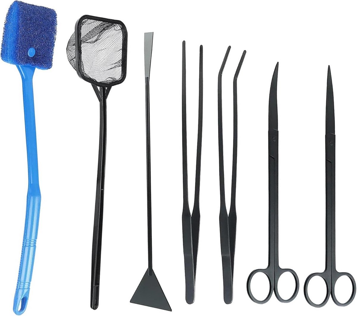 7-in-1 Aquascaping Set voor Aquariums - Roestvrij Stalen Gereedschap voor Aquatische Planten