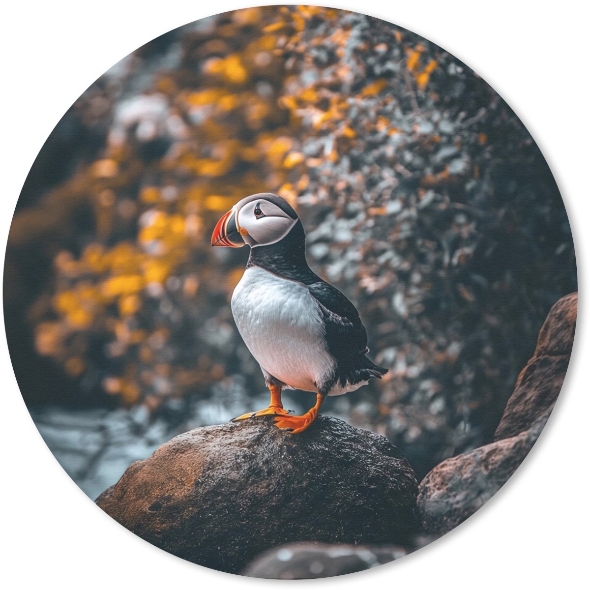 Muismat rond 20x20 cm - Mousepad Papegaai - Vogel - Rots - Wit - Ronde muismatten