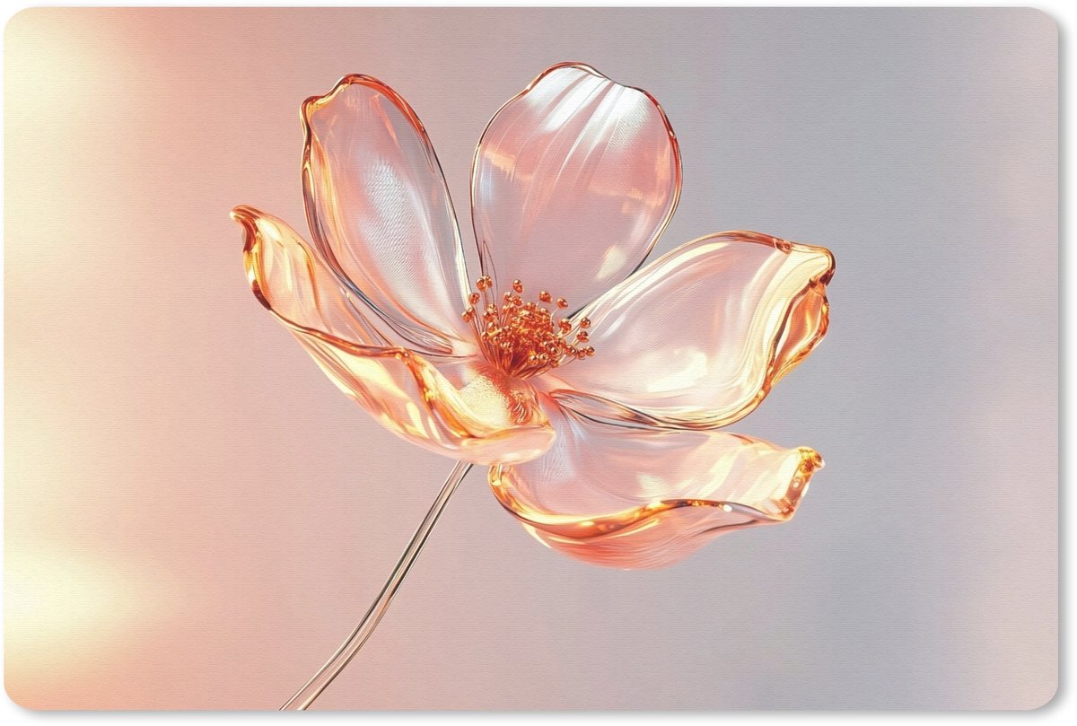 Muismat 27x18 cm - Mousepad Glazen - Bloem - Roze - Muismatten