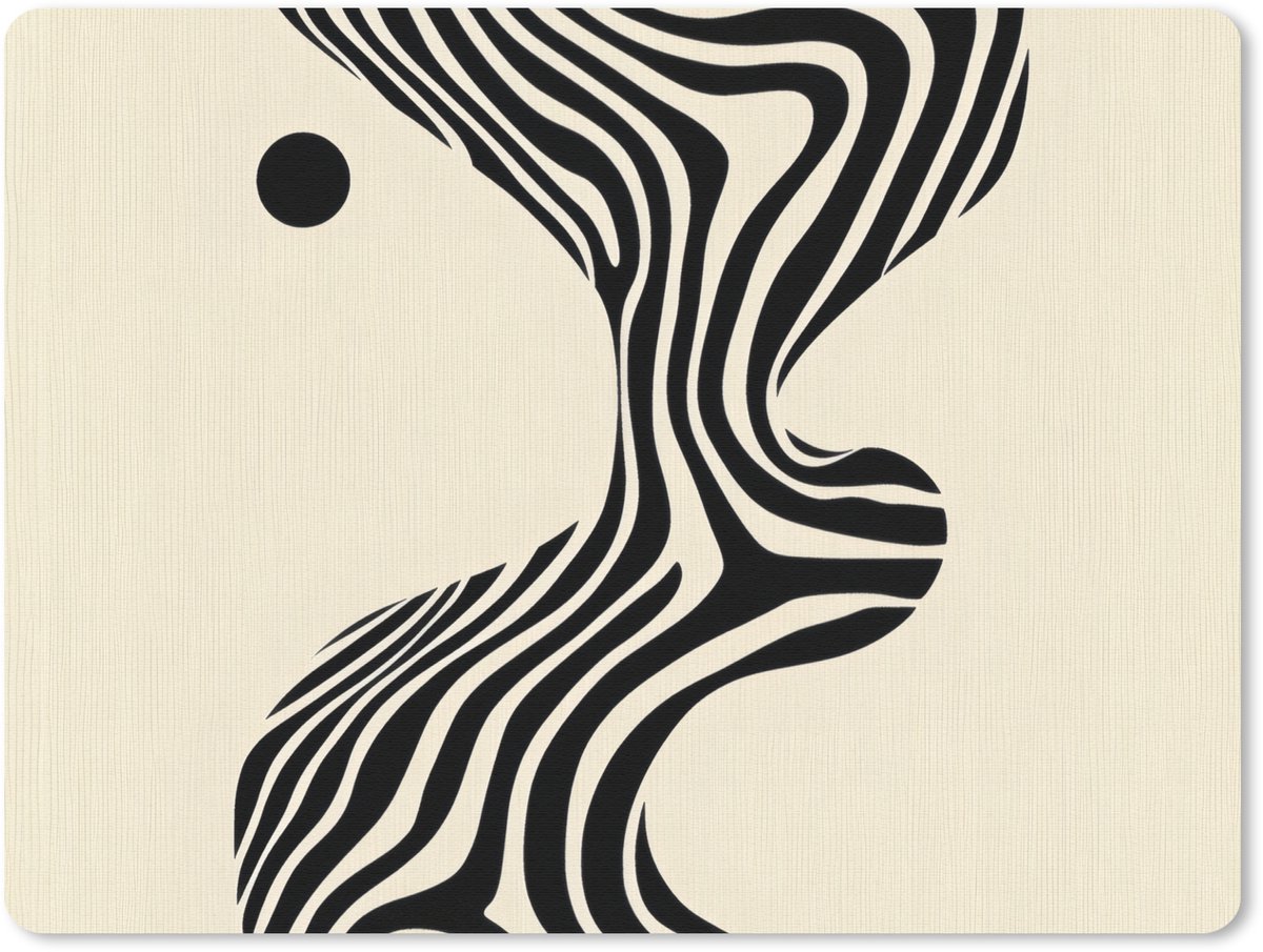 Muismat 23x19 cm - Mousepad Beige - Lijnen - Golvend - Abstract - Muismatten
