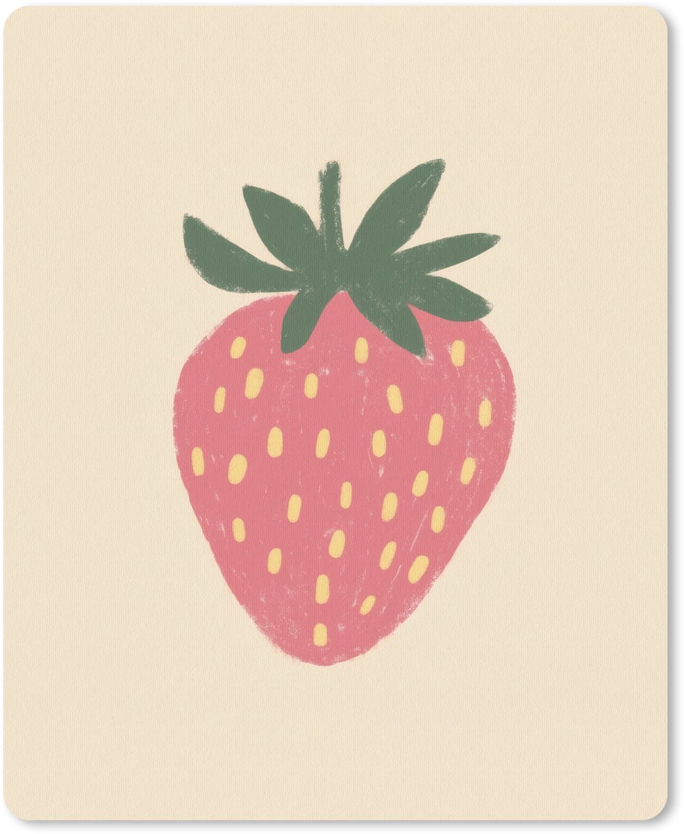 Muismat 19x23 cm - Mousepad Aardbei - Minimalistisch - Rood - Fruit - Muismatten