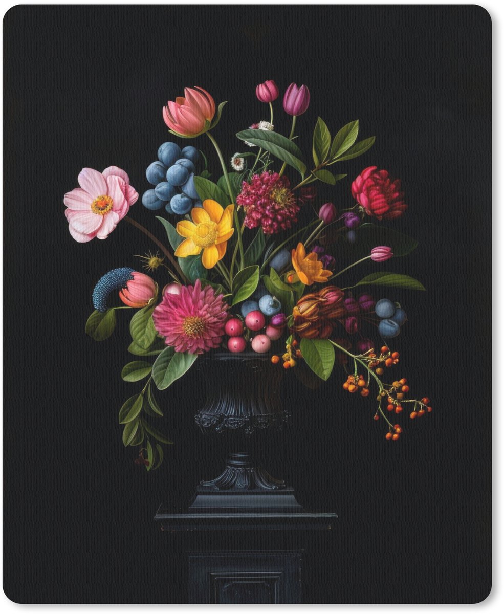 Muismat 19x23 cm - Mousepad Bloemen - Vrolijk - Vaas - Muismatten