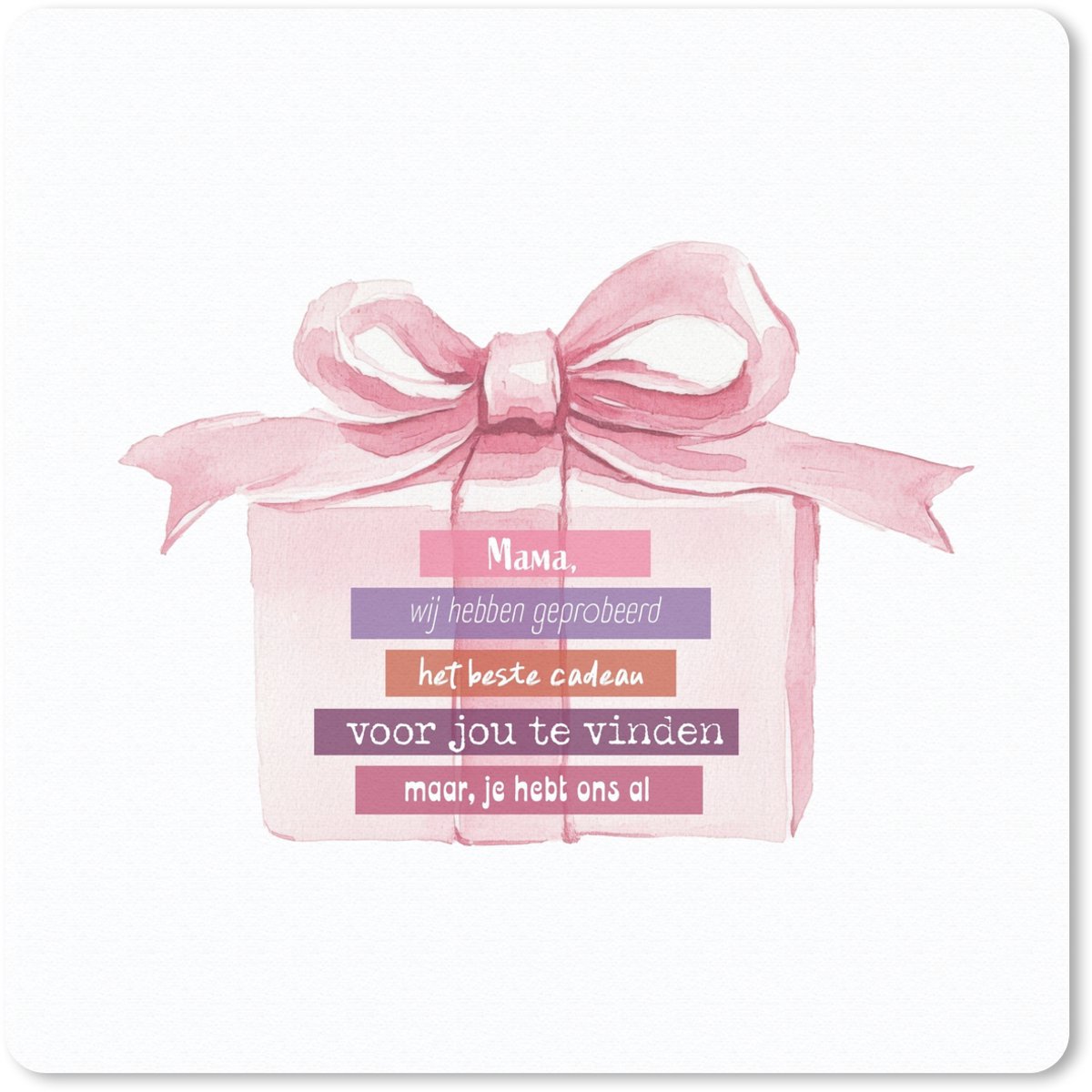 Muismat 20x20 cm - Mousepad Cadeau - Strik - Tekst - Roze - Muismatten
