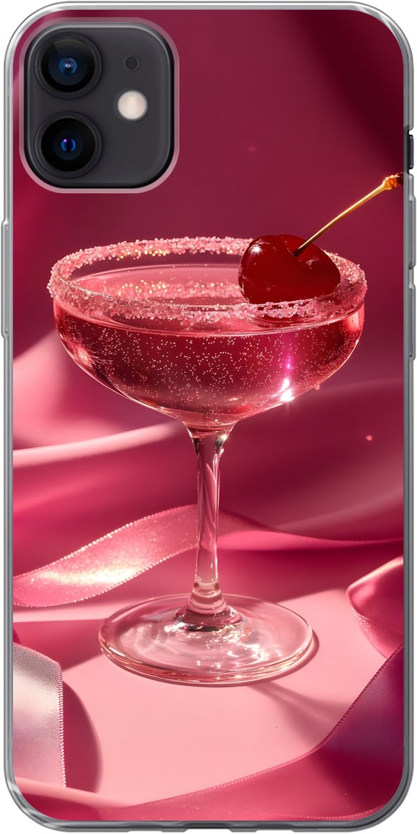 Telefoonhoesje Geschikt voor iPhone 12 mini hoesje - Cocktail - Pink - Luxe - Siliconen Telefoonhoesje Telefoonhoesje