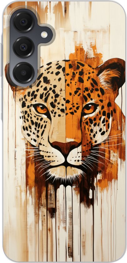 Coque de téléphone compatible avec Samsung Galaxy A16 5G - Motif léopard - Motif symétrique - Motif à rayures - Coque en Siliconen