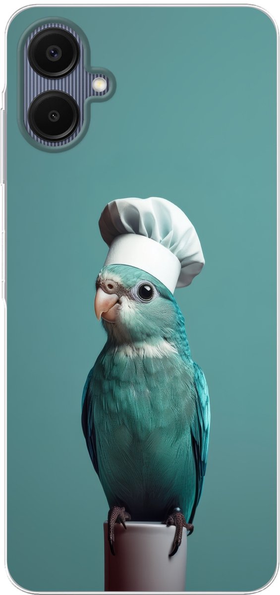 Telefoonhoesje Geschikt voor Samsung Galaxy A06 hoesje - Parkiet - Vogel - Koksmuts - Cute - Siliconen Telefoonhoesje Telefoonhoesje