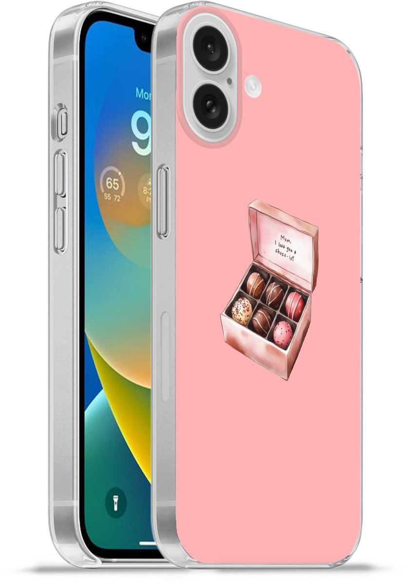 Telefoonhoesje Geschikt voor Apple Iphone 16 Plus hoesje - Doosje - Bonbons - Liefdevolle - Tekst - Siliconen Telefoonhoesje Telefoonhoesje
