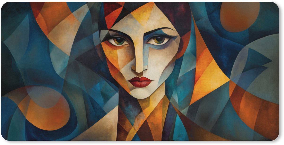 Muismat XXL 100x50 cm - Bureau onderlegger - Bureau mat Portret - Abstract - Vormen - Bureaumat - Gaming mousepad xl - Bureaulegger groot - Computer deskmat